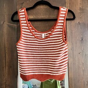 BE COOL Rust and White Striped Knit Tank
